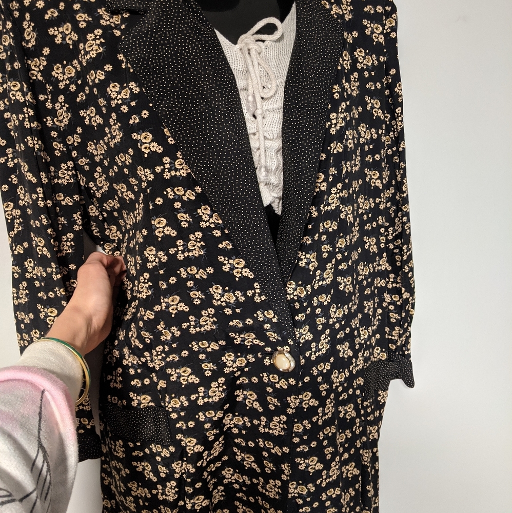 Vintage 1980s flower-print business jacket - Picture 2 of 5